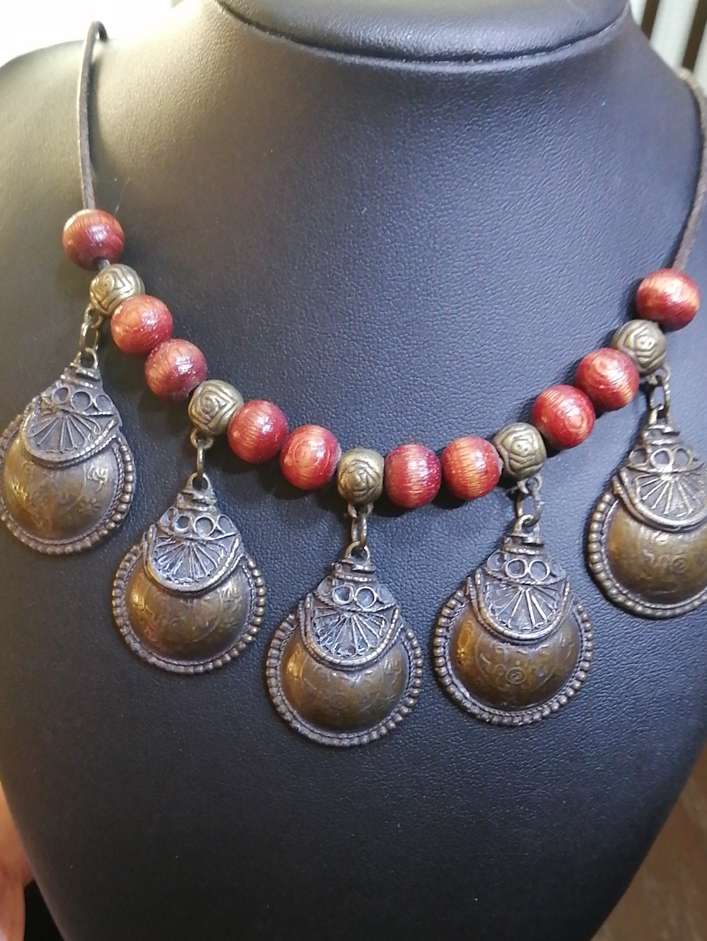 Ethnic Tribal Vintage/Antique Adjustable Necklace With Metal Accents